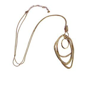 Premier Designs Gold Tone Pendant Necklace Clear Faceted Rhinestone Adj 35" NWOT